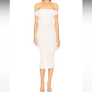 Michael Costello x REVOLVE Laurence Midi Dress Ivory MCD1266 R23 Small